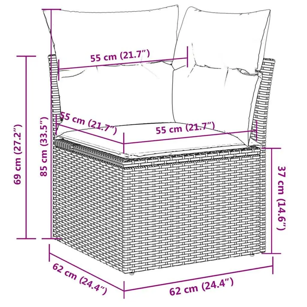 Garden Sofa Set 12 Piece Outdoor Furniture Black Patio Seating with Cushions