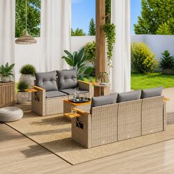 6-Piece Outdoor Patio Sofa Set in Beige for Relaxation