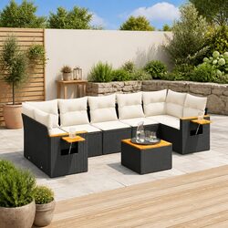 Elegant 8 Piece Black Garden Sofa Set for Outdoor Relaxation