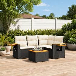 5 Piece Black Outdoor Sofa Set for Comfort and Relaxation