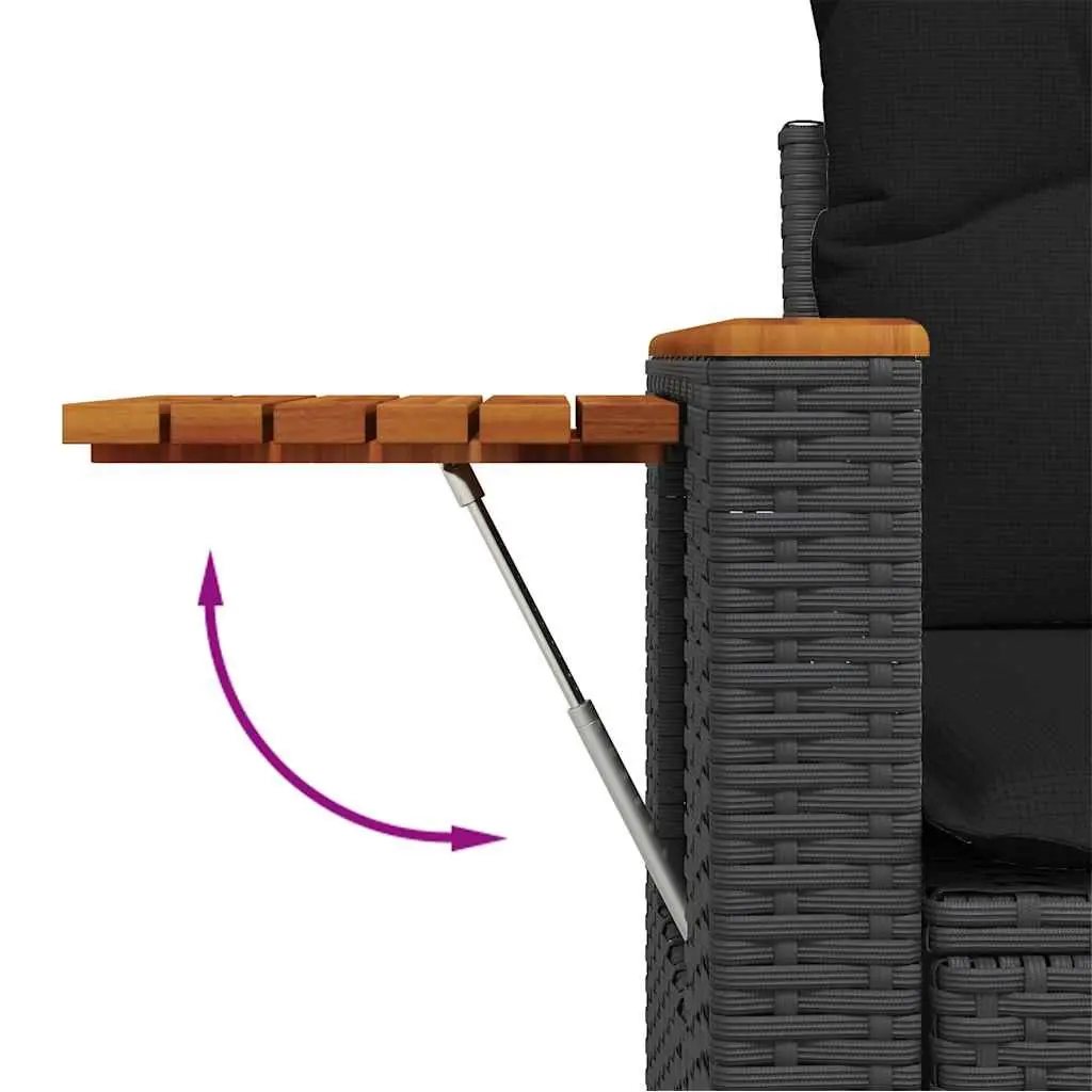 Outdoor Garden Sofa Set 5 Piece Patio Furniture with Cushions Black Rattan