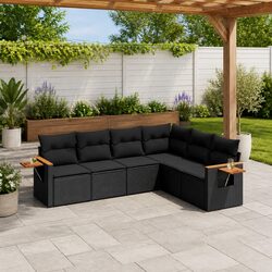 Black 6 Piece Outdoor Sofa Set for Relaxing Spaces