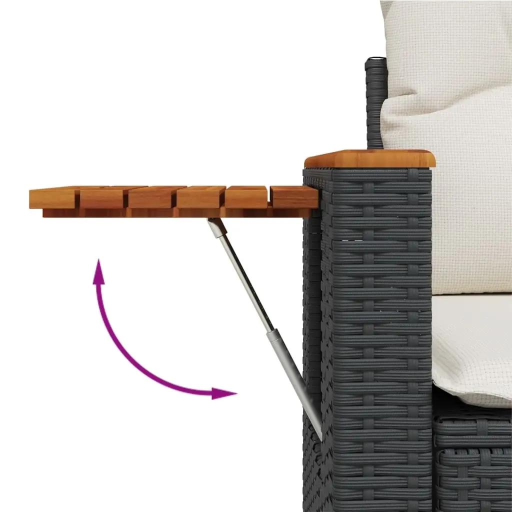 6 Piece Garden Sofa Set with Cushions Black Outdoor Patio Furniture Modular