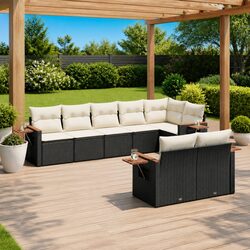 8-Piece Modular Black Outdoor Sofa Set for Entertaining