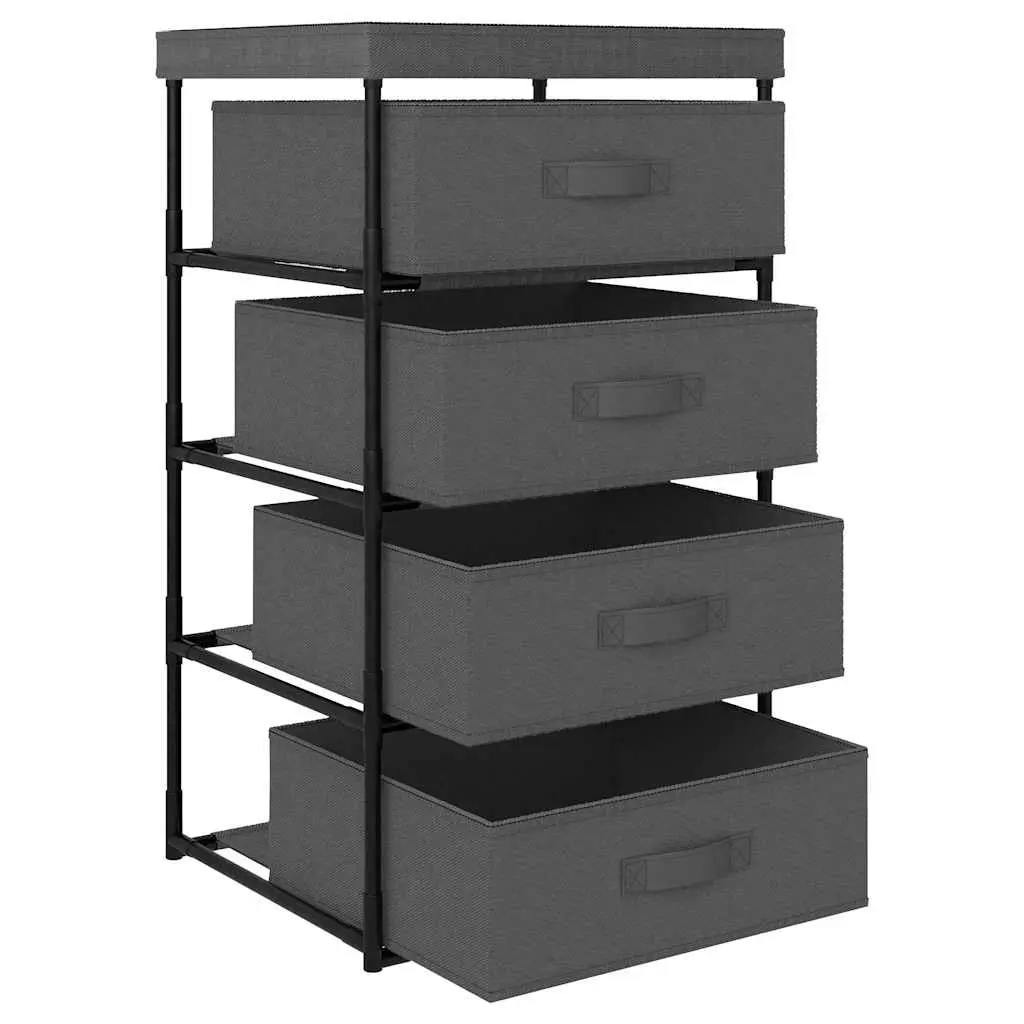Storage Rack 4 Removable Fabric Baskets Steel Frame Grey Organiser