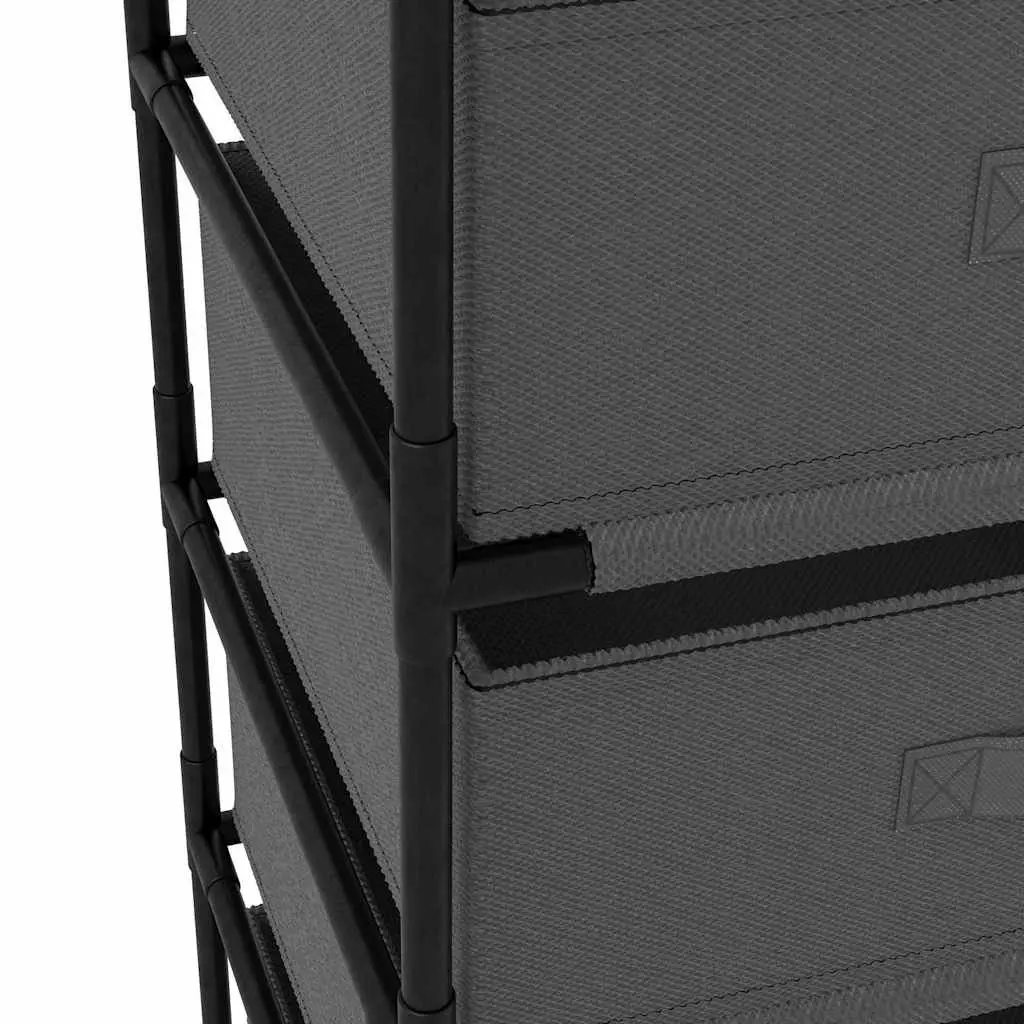 Storage Rack 4 Removable Fabric Baskets Steel Frame Grey Organiser