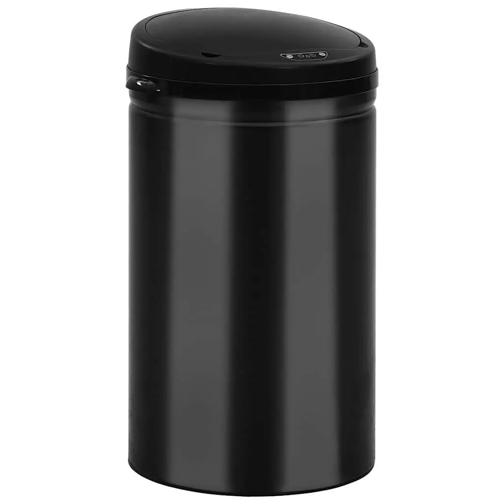 Automatic Sensor Dustbin 40L Touch-Free Rubbish Can Black Carbon Steel Housing