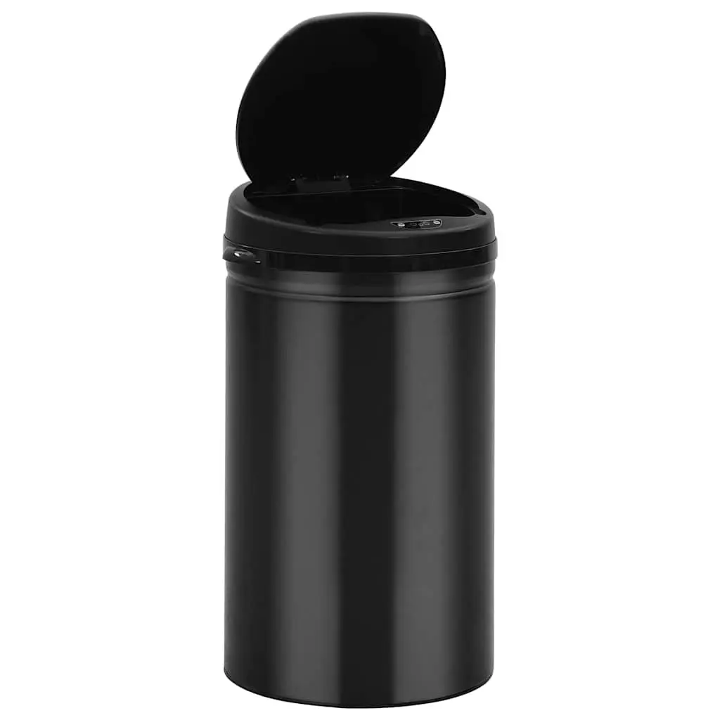 Automatic Sensor Dustbin 40L Touch-Free Rubbish Can Black Carbon Steel Housing