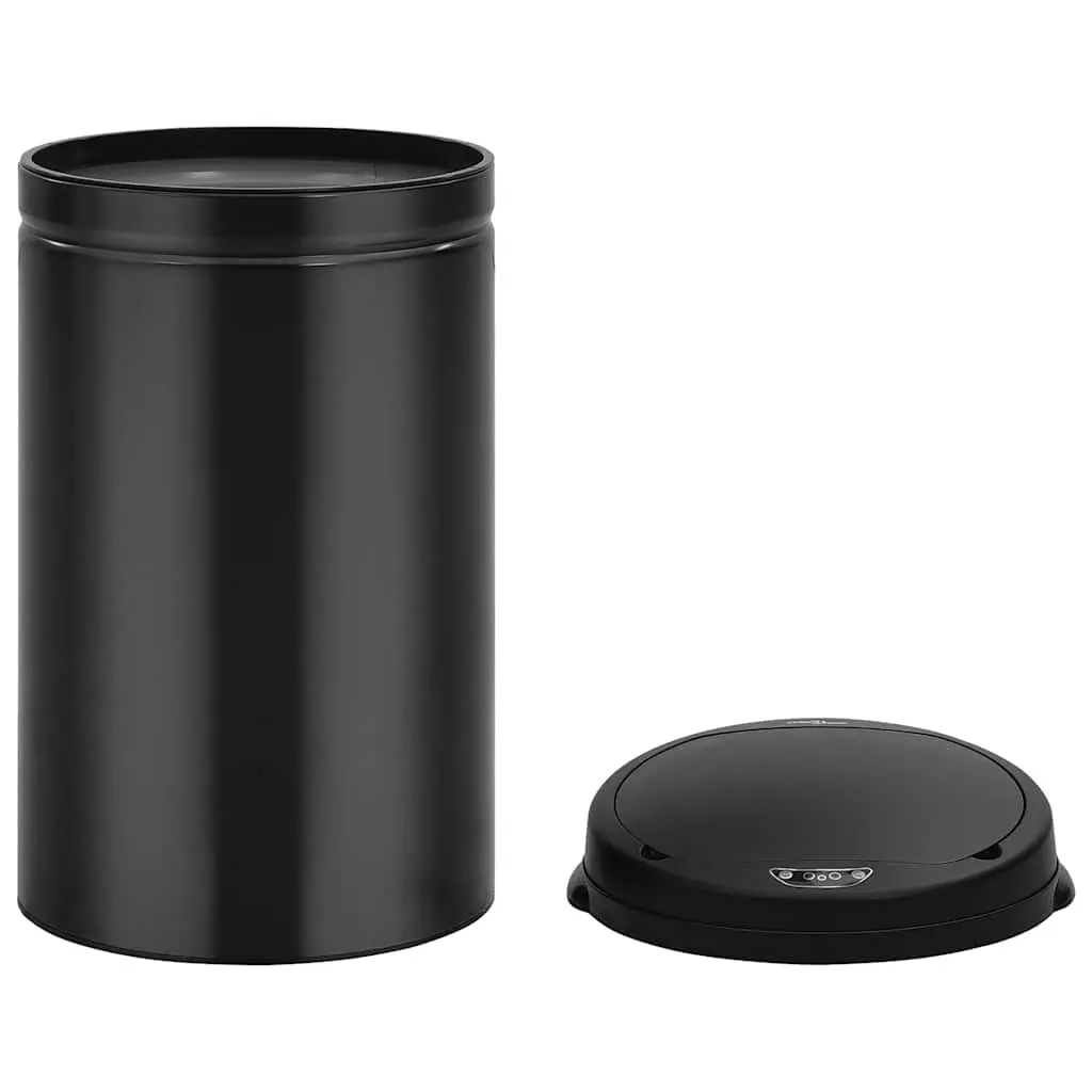 Automatic Sensor Dustbin 40L Touch-Free Rubbish Can Black Carbon Steel Housing