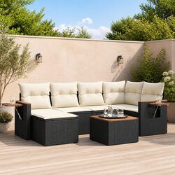 7 Piece Garden Sofa Set Outdoor Furniture Patio Rattan Lounge with Cushions
