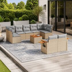 10-Piece Beige Outdoor Sofa Set for Comfortable Spaces