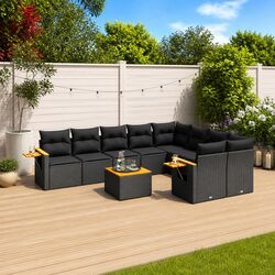 10 Piece Modular Outdoor Sofa Set in Black Rattan