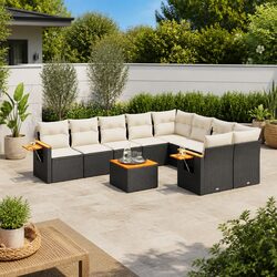 10 Piece Garden Sofa Set Outdoor Patio Furniture with Cushions Black