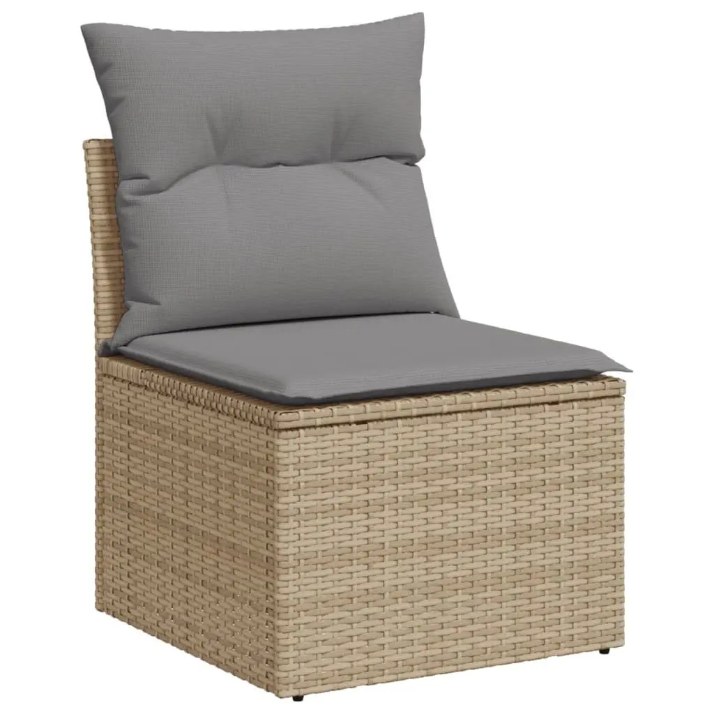 Garden Sofa Set 10 Piece Outdoor Patio Furniture Beige Poly Rattan Modular