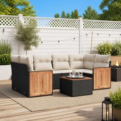 7 Piece Garden Sofa Set with Cushions Black Outdoor Furniture Patio Seating