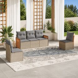 5 Piece Beige Outdoor Sofa Set for Comfort & Style