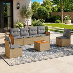 7 Piece Modular Outdoor Garden Sofa Set with Cushions