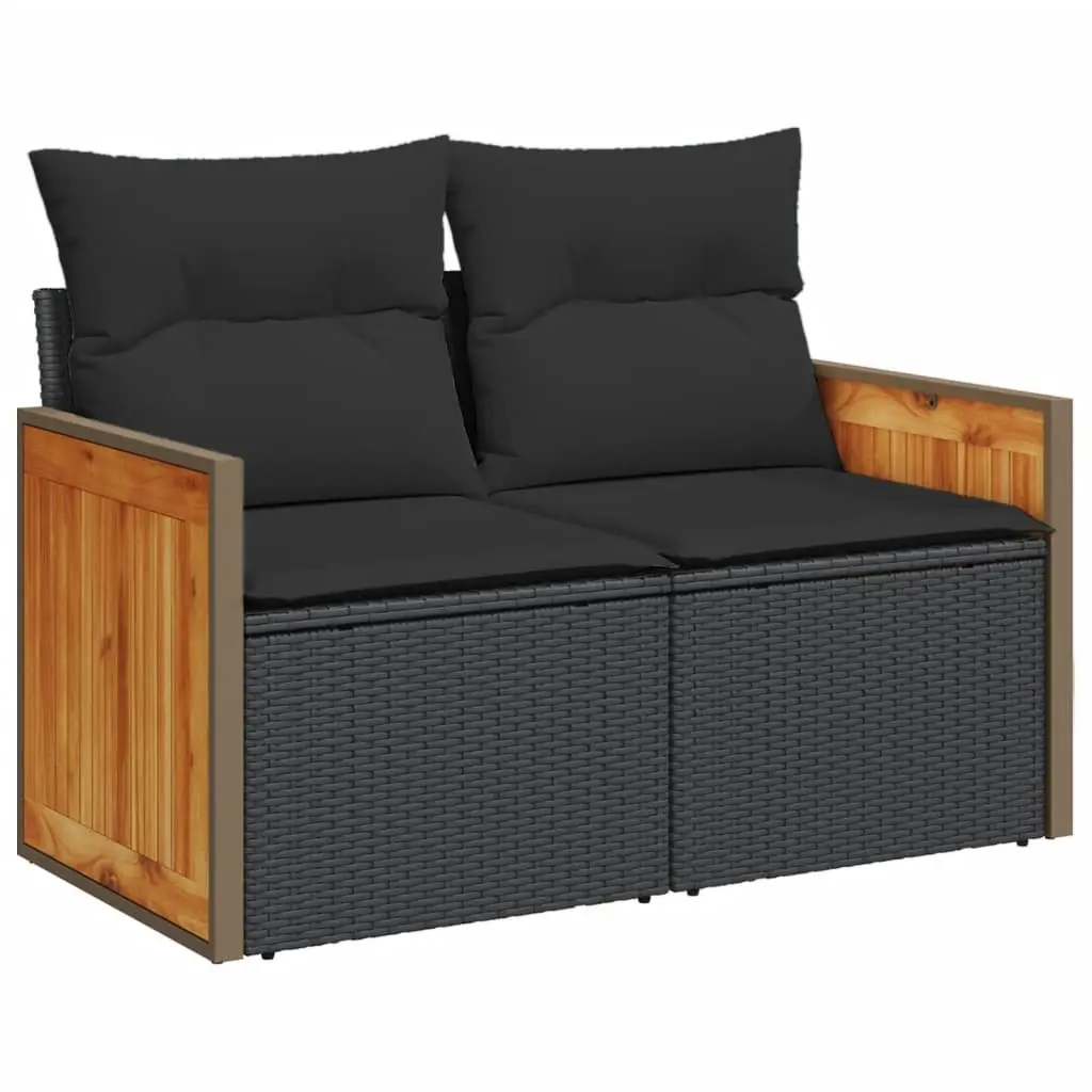 4 Piece Garden Sofa Set with Cushions Black Outdoor Patio Furniture Rattan