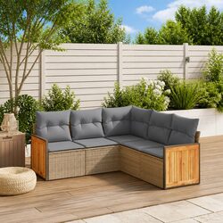 5 Piece Outdoor Garden Sofa Set in Beige