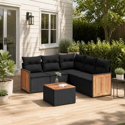 Outdoor Furniture Set: 6-Piece Black Modular Sofa