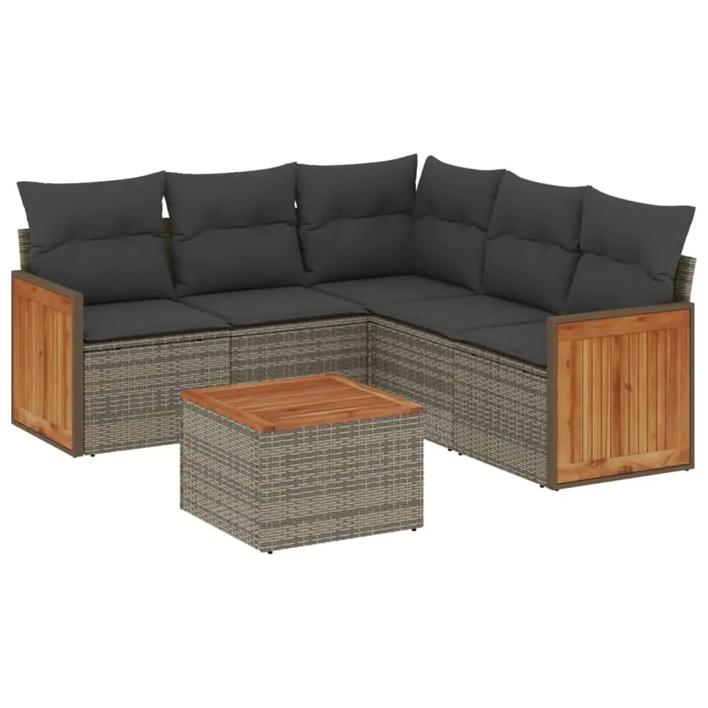 Garden Sofa Set 6 Piece Outdoor Furniture Patio Sectional with Cushions Grey