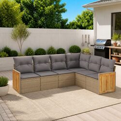 Transform Your Patio with This 6 Piece Sofa Set in Beige