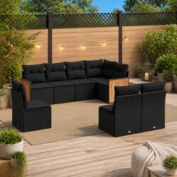 Stylish Black 8-Piece Garden Sofa Set for Relaxing Outdoors