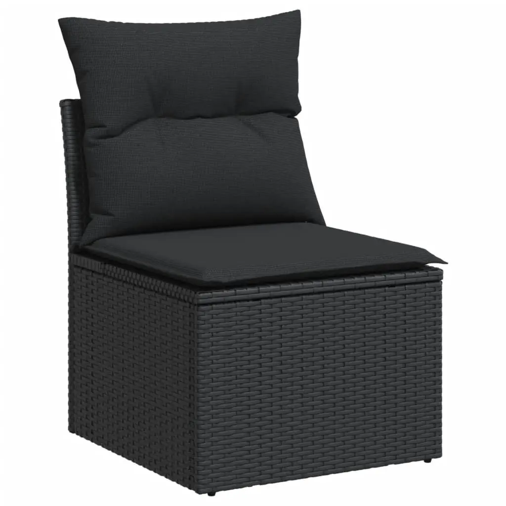 Garden Sofa Set 8 Piece Outdoor Furniture with Cushions Black Modular Patio