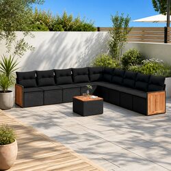 Garden Sofa Set 10 Piece Outdoor Furniture Patio Lounge Sectional Black with