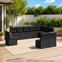 Versatile Black Poly Rattan Outdoor Sofa Set for Gatherings