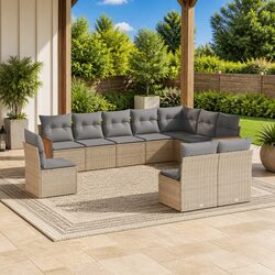 Outdoor 10-Piece Beige Sofa Set for Relaxation