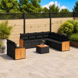 Comfortable 10 Piece Black Sofa Set for Your Outdoor Living
