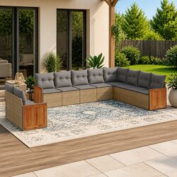 Modular 10-Piece Beige Patio Furniture Set