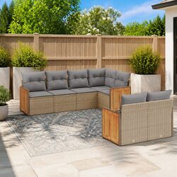 Modular Outdoor Furniture: 7-Piece Sofa Set with Cushions