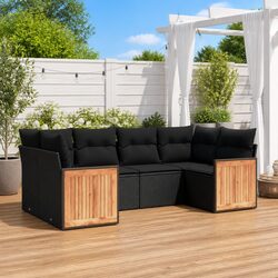 Enhance Your Outdoor Space with 6-Piece Black Sofa Set