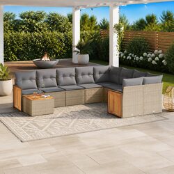 10-Piece Beige Outdoor Sofa Set for Relaxing Gatherings
