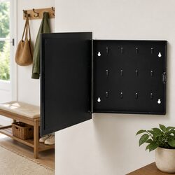 Key Box with Magnetic Board Black Wall Mount Home Office Storage Organizer
