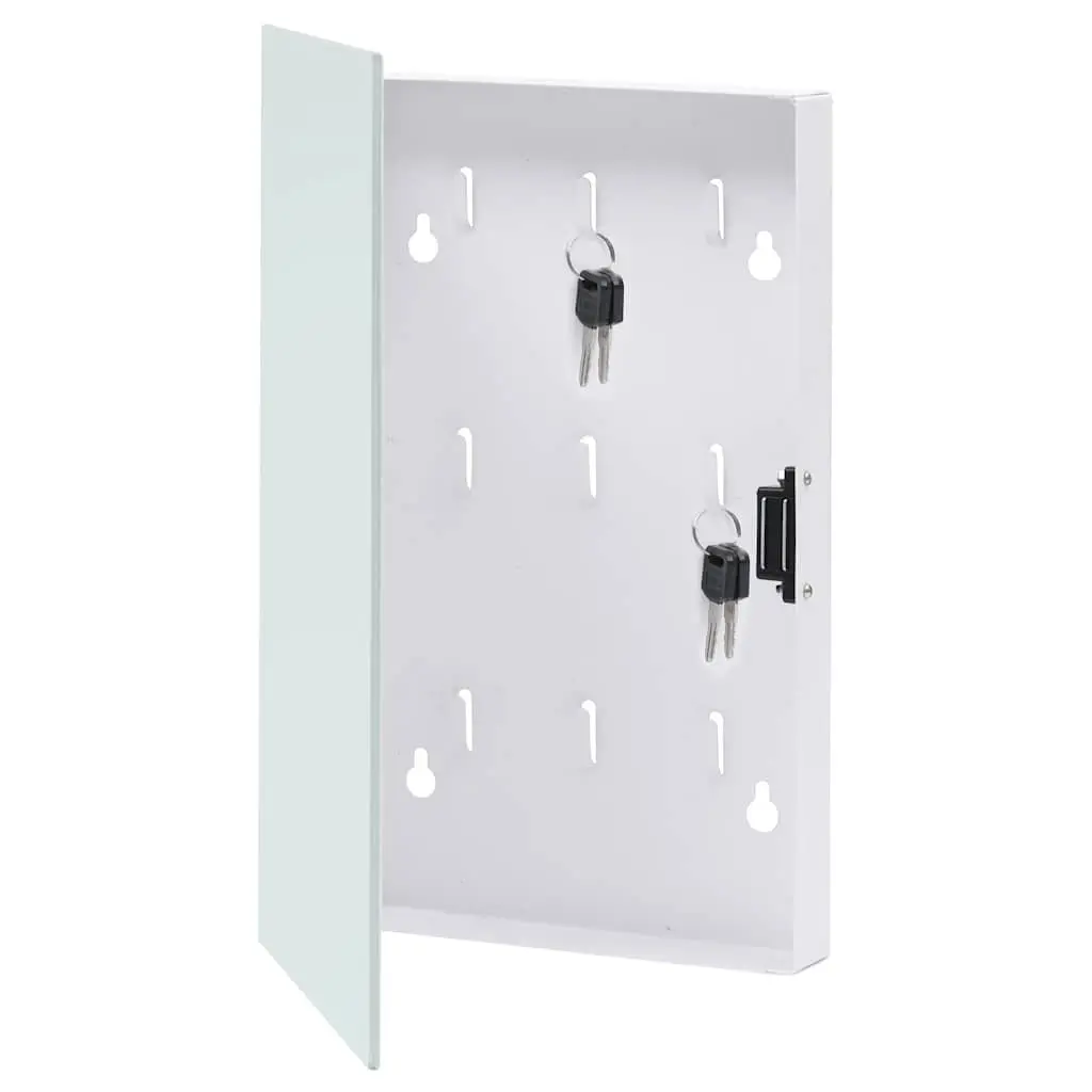 Key Box 30x20x4 cm Magnetic Board White Home Office Storage Organizer