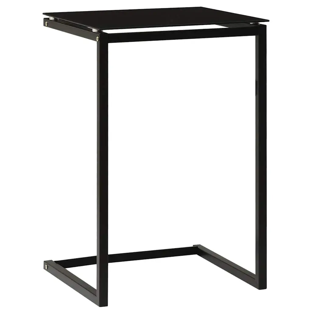 Side Table Black Tempered Glass Modern Accent End Table