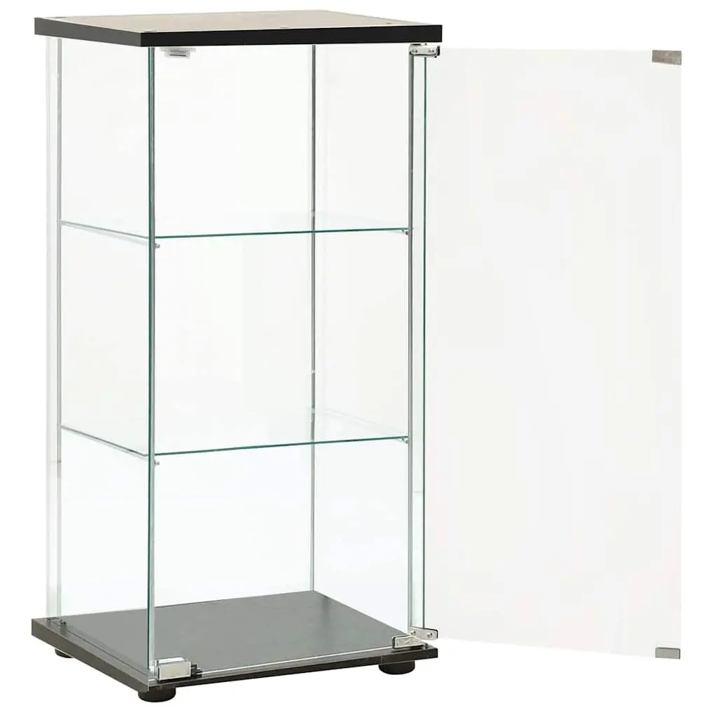 Tempered Glass Storage Cabinet Black Large Storage Space Display Bookcase Home Organiser