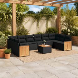 Versatile 11 Piece Patio Sofa Set with Cushions in Black