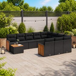 Stylish 11 Piece Black Outdoor Sofa Set for Relaxation