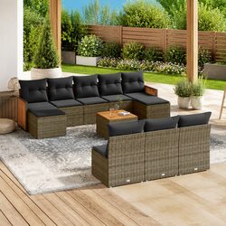 Garden Sofa Set 11 Piece Outdoor Furniture Grey Poly Rattan Modular Patio Lounge