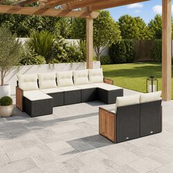 Garden Sofa Set 9 Piece Outdoor Furniture Patio Seating Black with Cushions