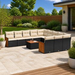 Black Outdoor Sofa Set: 12 Modular Pieces for Your Space