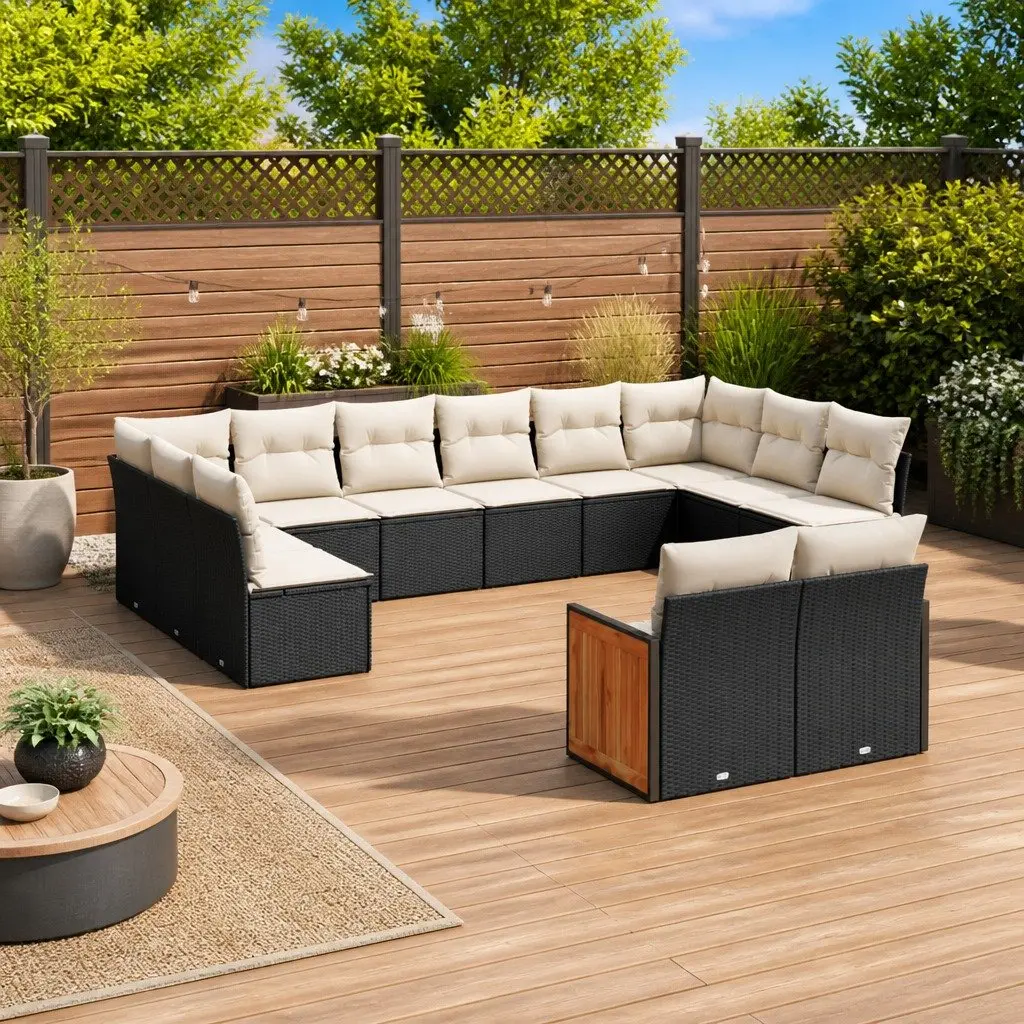 Garden Sofa Set 12 Piece Modular Outdoor Furniture with Cushions