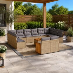 Stylish 13 Piece Modular Garden Sofa Set in Beige