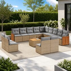 14 Piece Outdoor Patio Sofa Set in Beige for Relaxing Spaces
