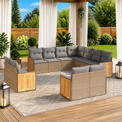 Outdoor 11 Piece Sofa Set in Beige - Perfect for Gatherings