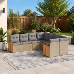 Enhance Your Patio with a Beige 8-Piece Garden Sofa Set